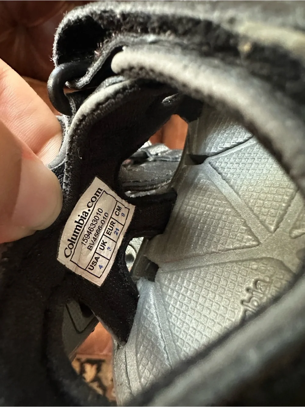 Columbia Kids Black and Gray tech sun Sport Sandals - Hook & Loop Straps